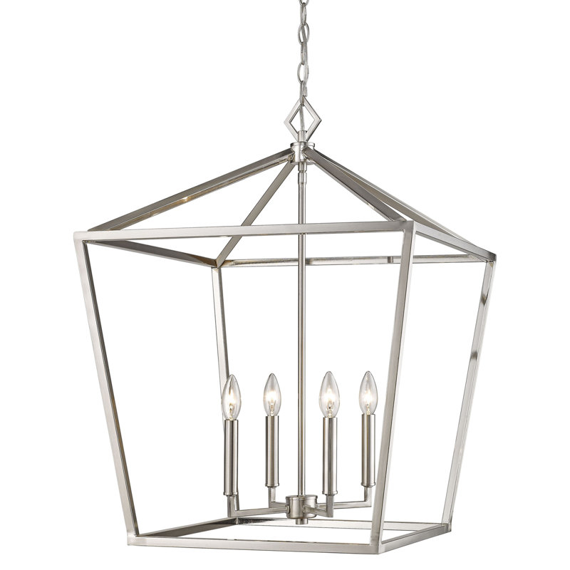 Lustre géométrique à 4 lumières Poisson, Nickel satiné