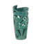 Leaf green ceramic vase with cut-outs