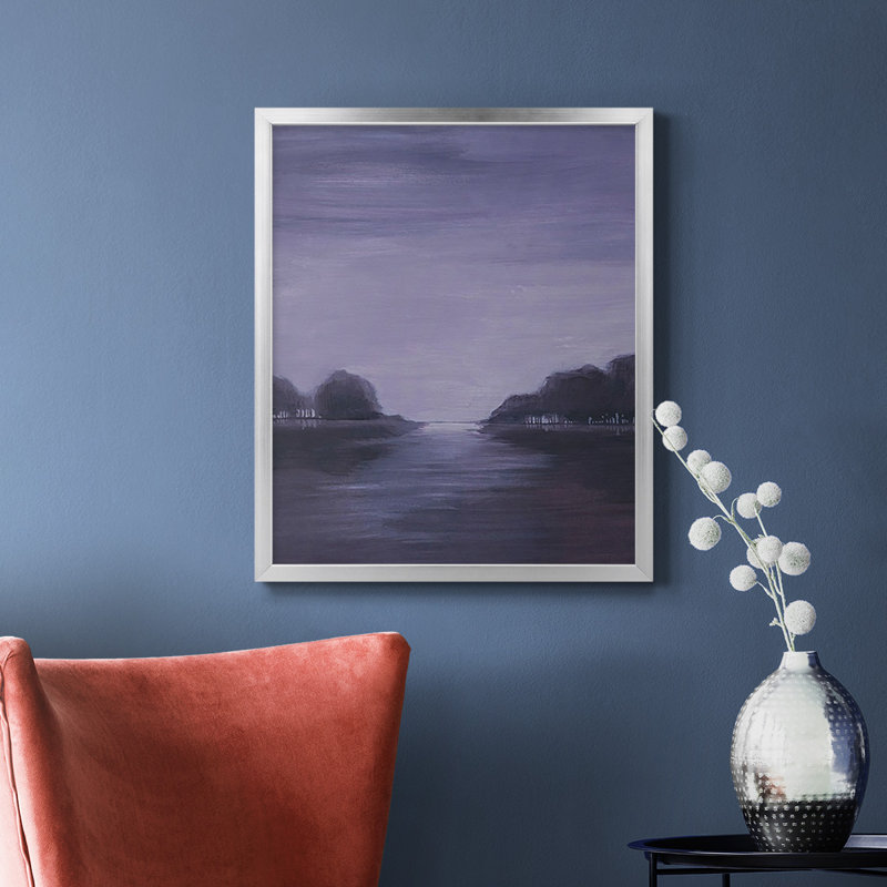 Toile encadrée de qualité supérieure Amethyst Moonlight II - prête à être accrochée, Argent, H 24 po x l 20 po