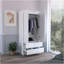 Armoire, garde-robe avec deux tiroirs, tringle, blanc-1377960009