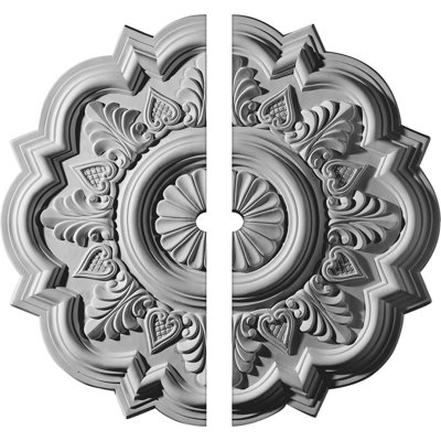 Endurathane Deria Ceiling Medallion, 20 1/4"OD x 1 1/2"ID x 1 1/2"P (Fits Canopies up to 6"), Two Piece, Factory Primed