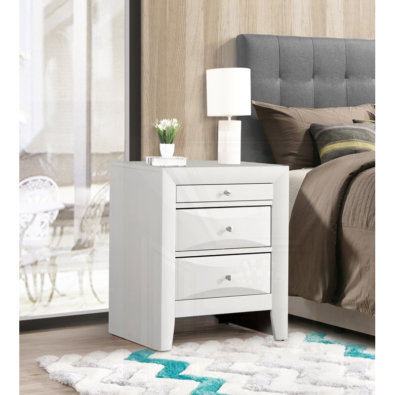 Table de chevet élégante, Blanc / Blanc