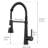 Spring Pull-Down Black Kitchen Faucet, Single Handle Operation, Construction, Layer, Multi-Functional Spray Mode, Easy Installation Handbook