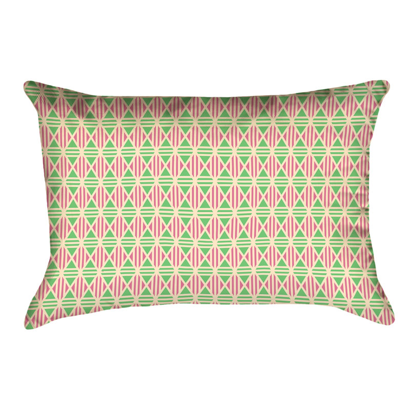Housse de coussin Katelyn Elizabeth, Polyester sergé, Rose / Vert