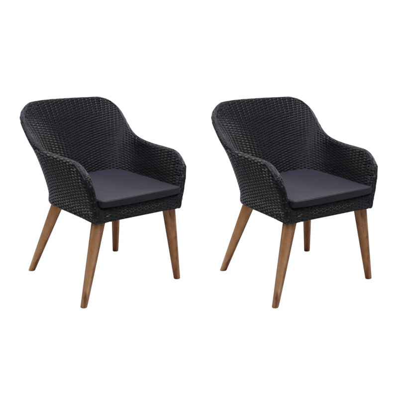 Chaise de patio avec coussins Diwata, Noir