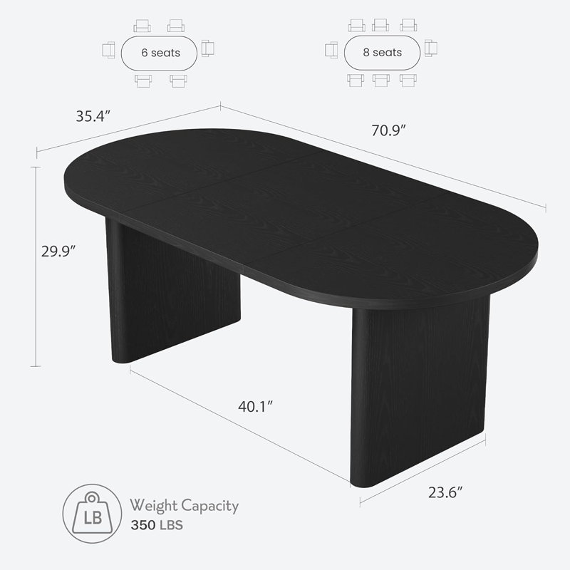 Home Office 70.8 Inch Oval Computer Desk, Long Large Executive Desk Wooden Home Office Desk, Writing Table Computer Table Workstation