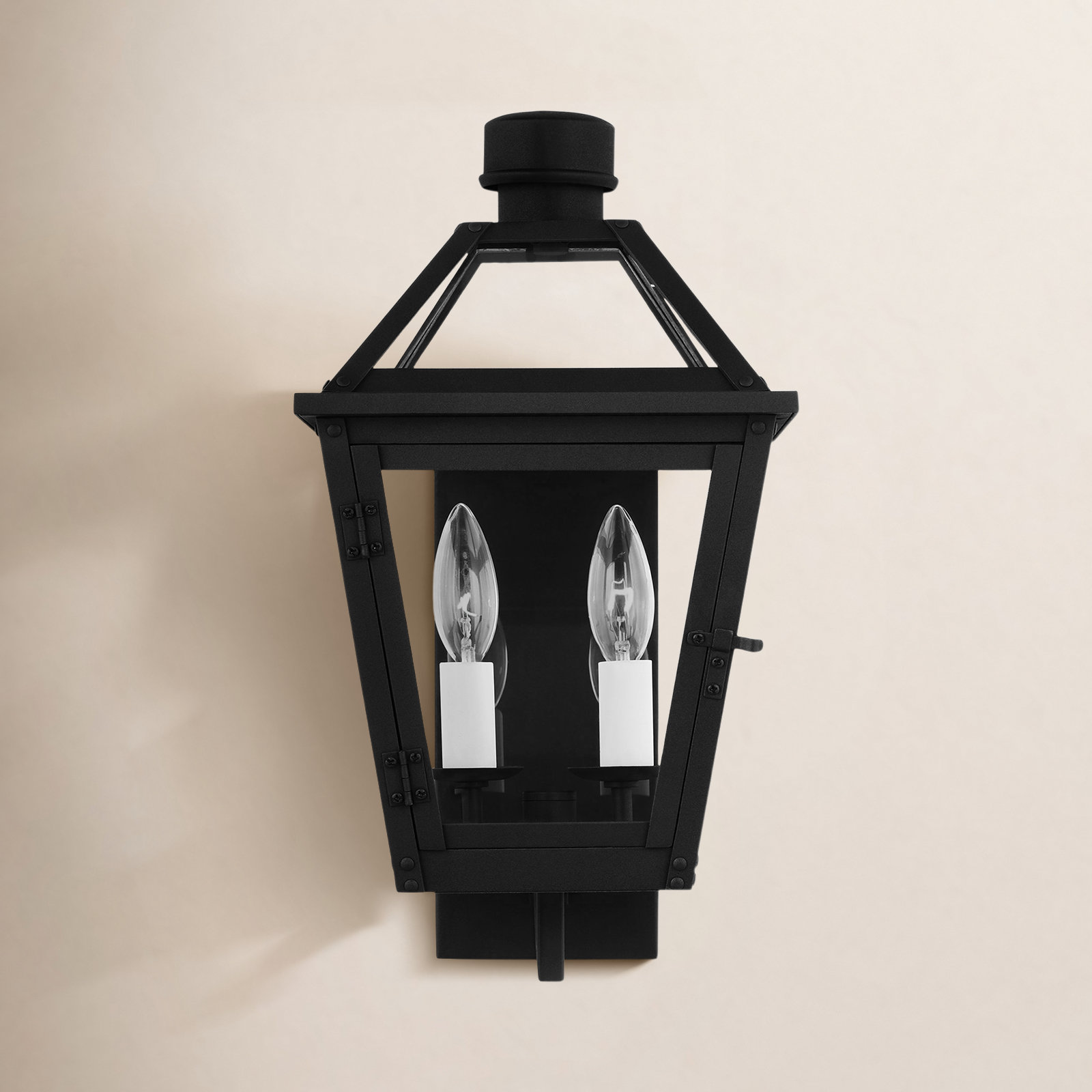2 Light Empire Outdoor Wall Light, Textured Black