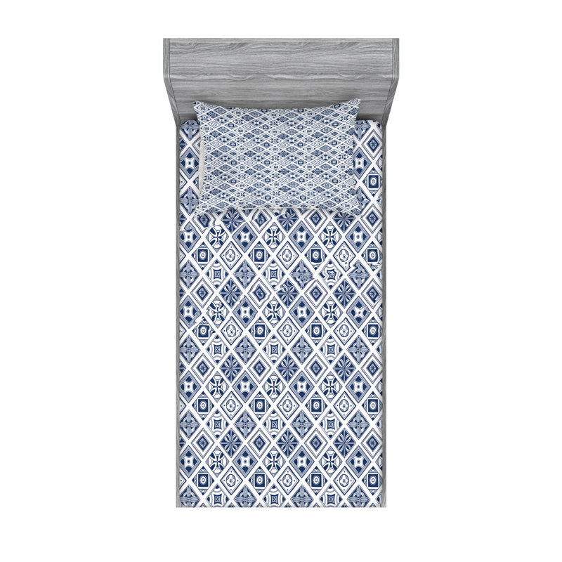 Microfiber Floral Sheet Set, Twin Sheet Set + Fitted Sheet + 1 Pillowcase