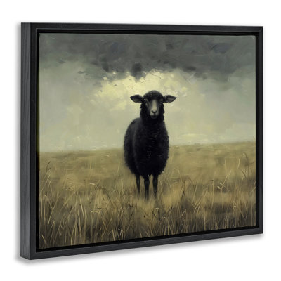 Black Sheep in Field Floating Frame, design by Arlington Prints