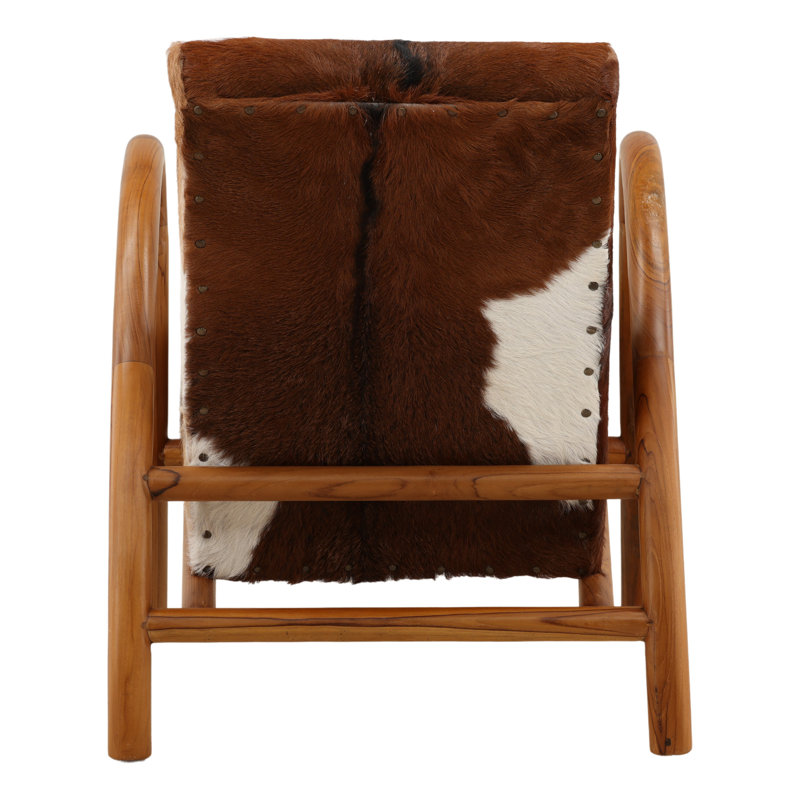 Charlton Occasional Chair, Brown & White Genuine Leather, Brown