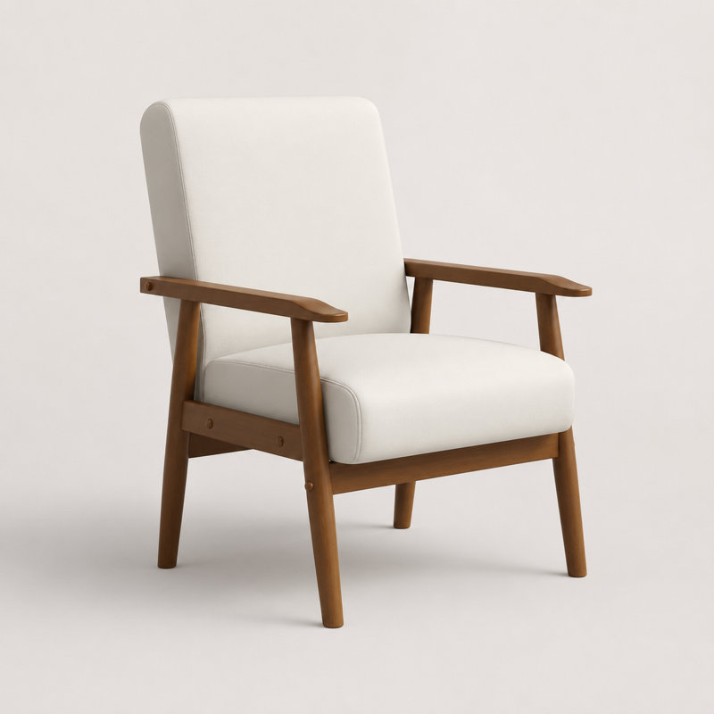 Chaise d'appoint rembourrée Bridgeview, White Leather