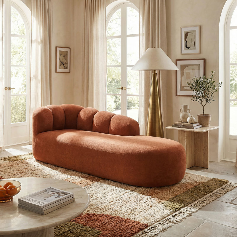 Chaise longue rembourrée Airella, Orange foncé