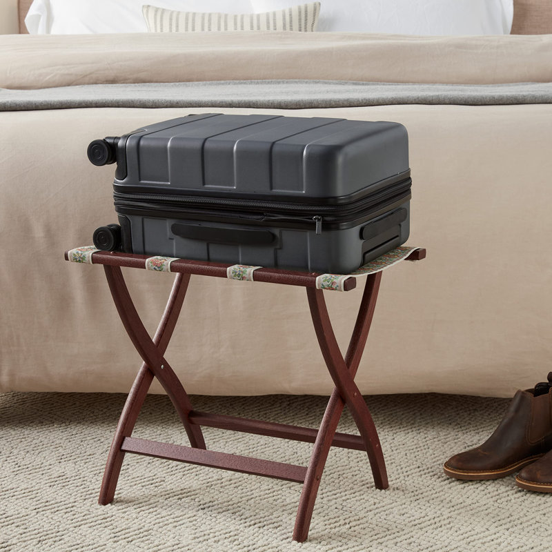Porte-bagages pliable en bois, Acajou, Brun clair