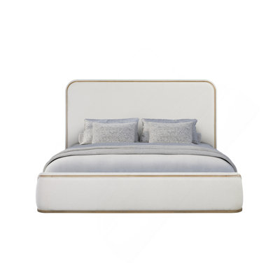 Lit tapissier - Caramel et sable blanc