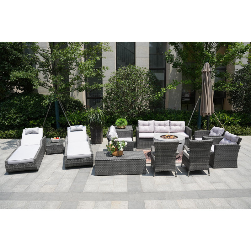Almanza 11 - Person Patio Conversation Set with Cushions