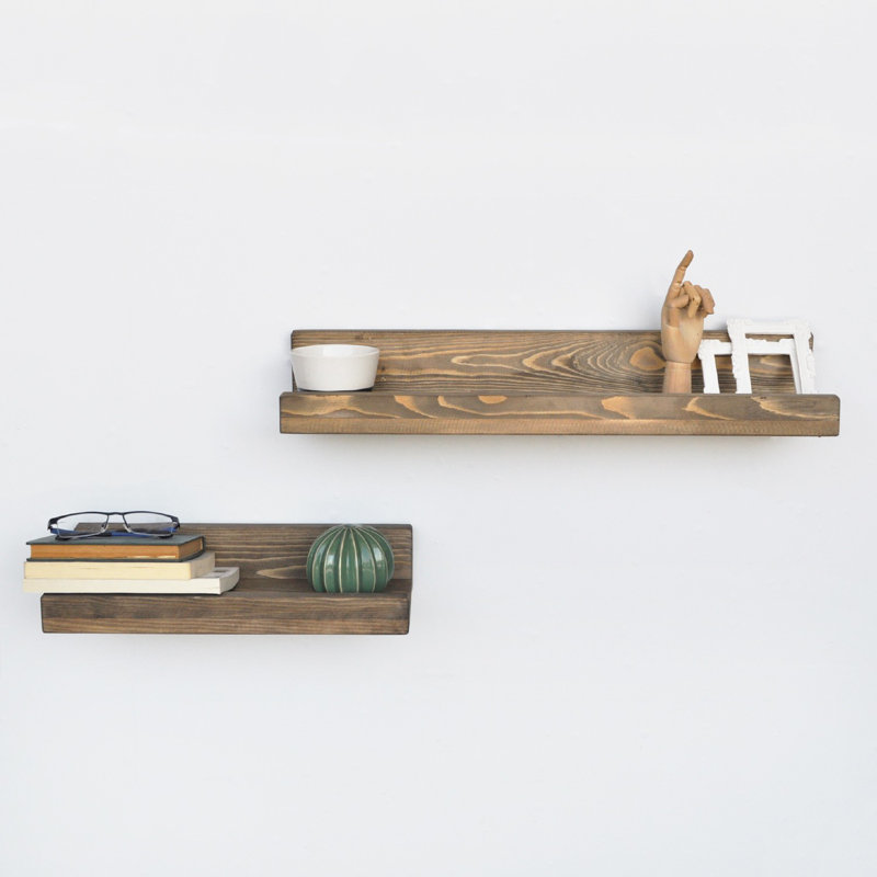 2 Piece Solid Wood Floating Shelf