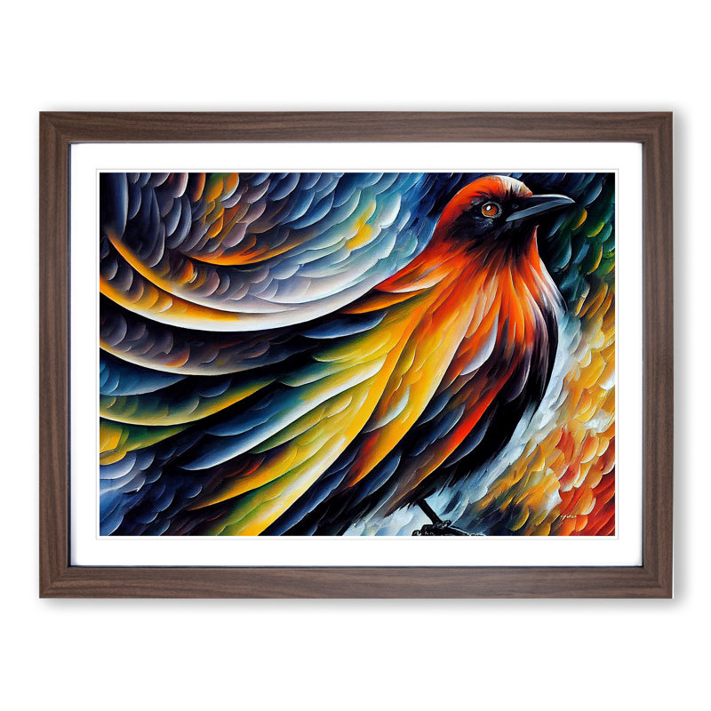 Crow Bird Vol.3 Abstract - Framed Print, 34cm H x 46cm W x 2cm D, Walnut