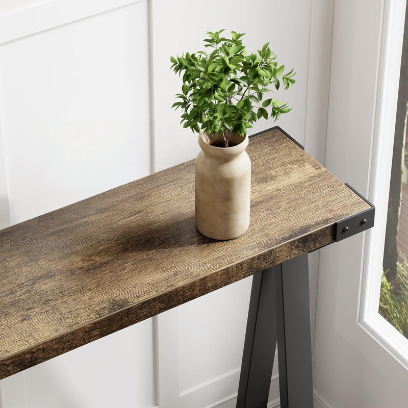 110cm Console Table, Dark Brown Wood