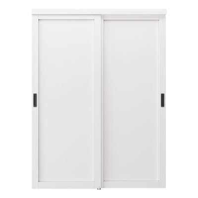 96 inch Sliding Closet Door - 1 Paneled Design for Closet Door Hardware Kit Including & Black Handles