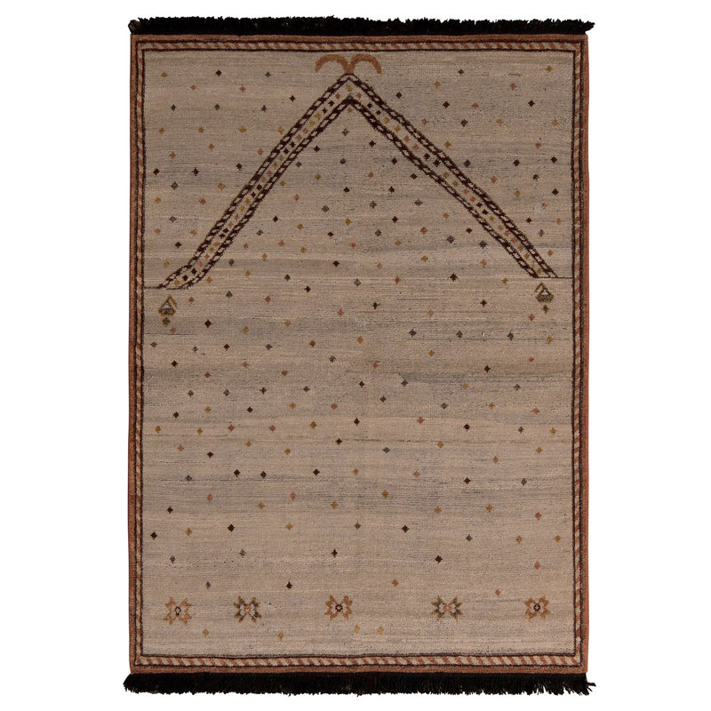 Burano Hand Knotted Wool Geometric Area Rug, Rectangle 6' x 9'