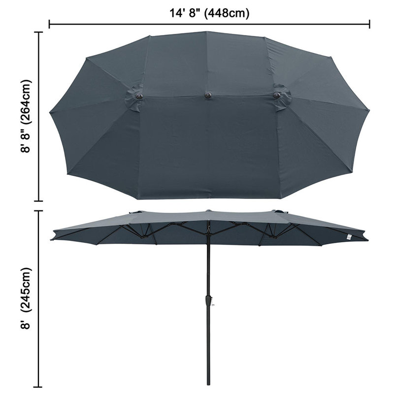 Parasol de marché rectangulaire 14 pi 7 po x 8 pi 7 po Alex, Gris