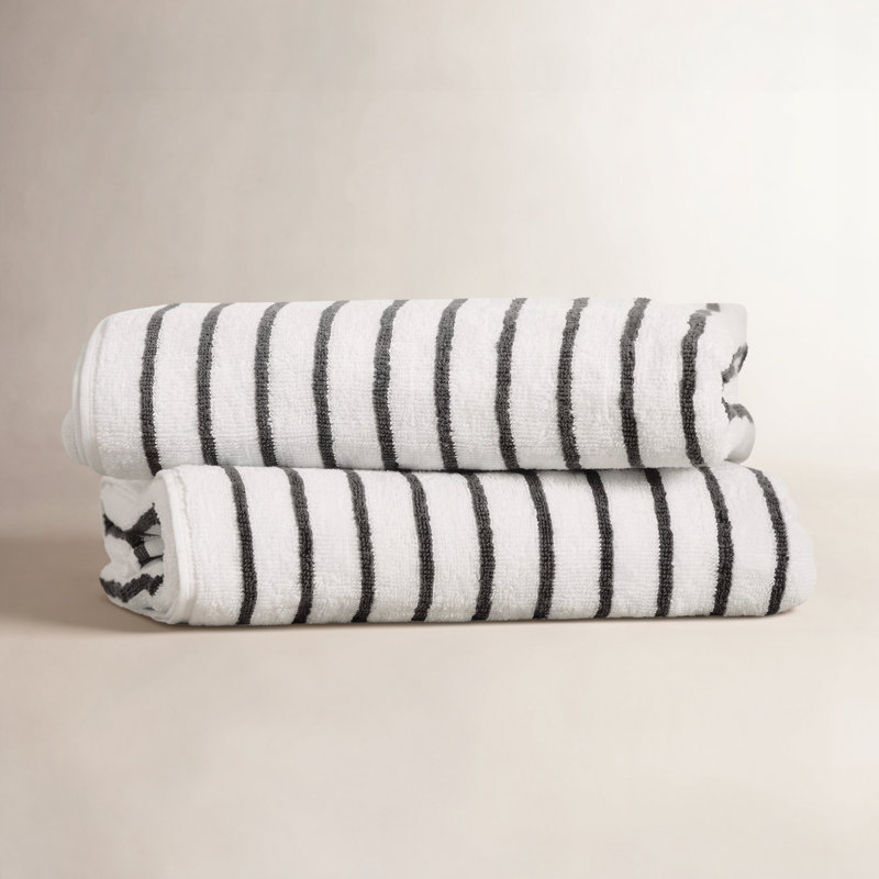 Carley 100% Cotton Cabana Beach Towel, Gray