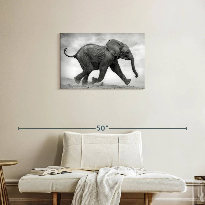 Bébé éléphant Brampt qui court, H 20 po x l 30 po