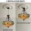 20" 5 - Lights Vintage Tiffany Stained Glass Chandelier Dimmable