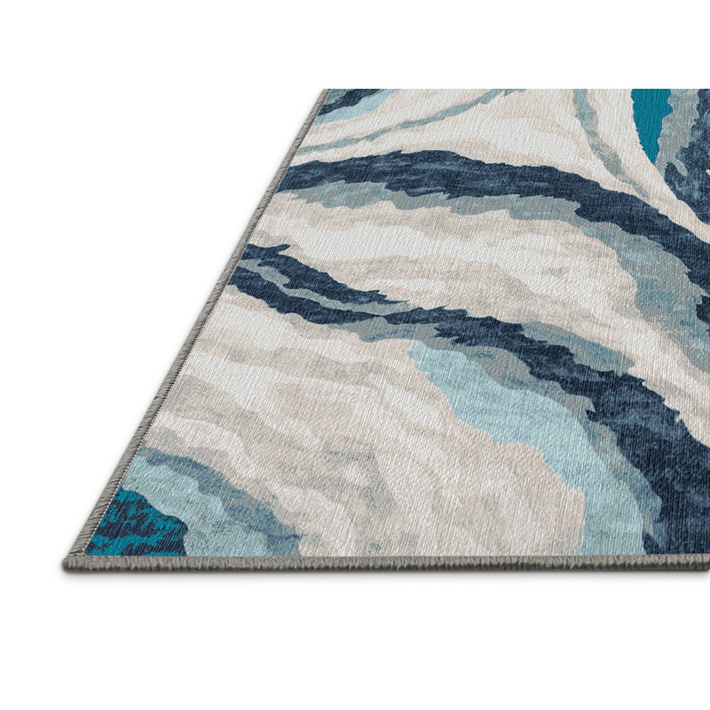 Machine Washable Gray Area Rug, Rectangle 6' x 9'