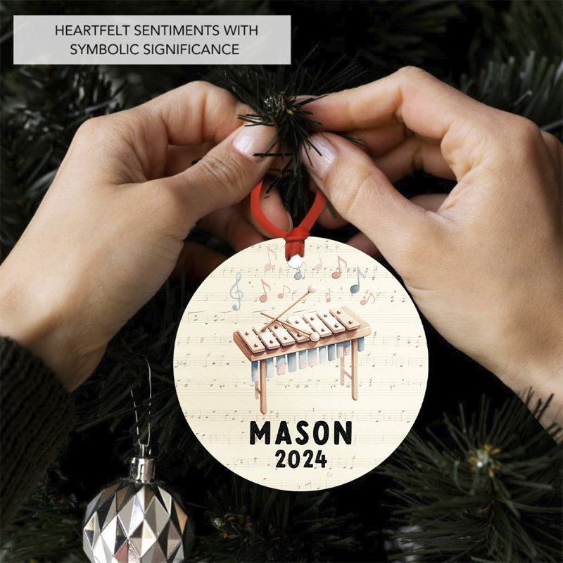 Ornement de Noël personnalisé en métal pour arbre xylophone, Oui
