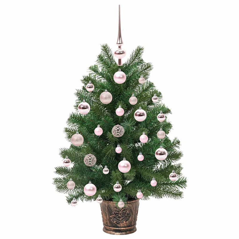  Artificial Christmas Tree with 150 LEDs Green PE and PVC, 2.46' H, Pink