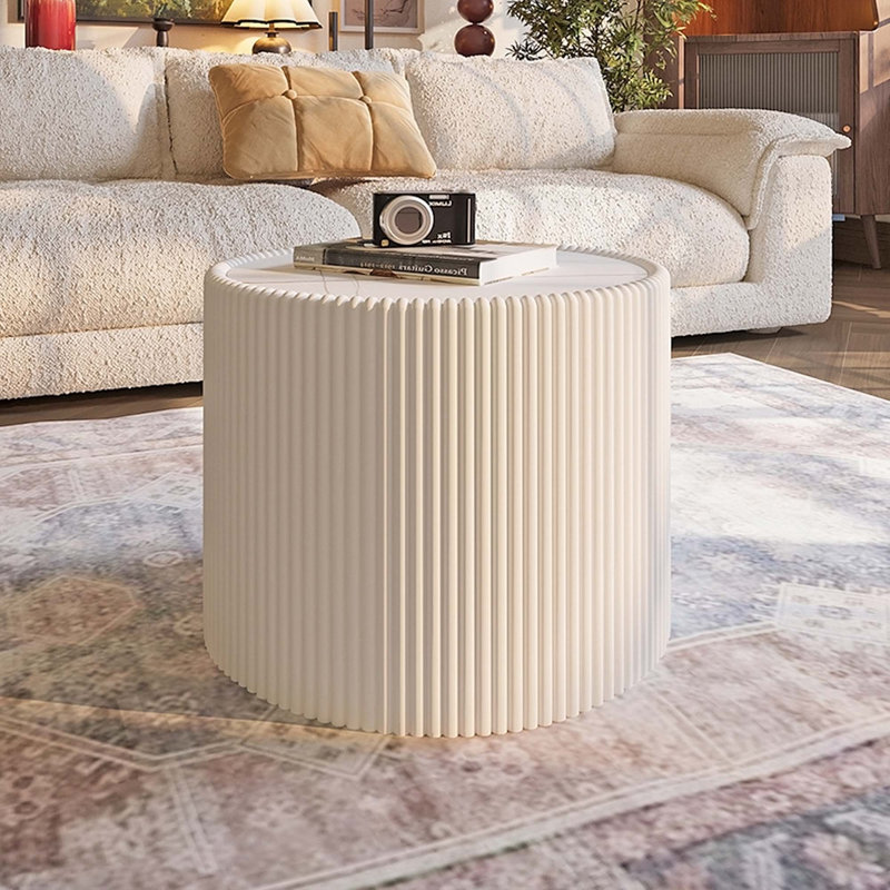 Table de bout cylindrique en ardoise légère pour meubles de salon modernes, aucun assemblage requis