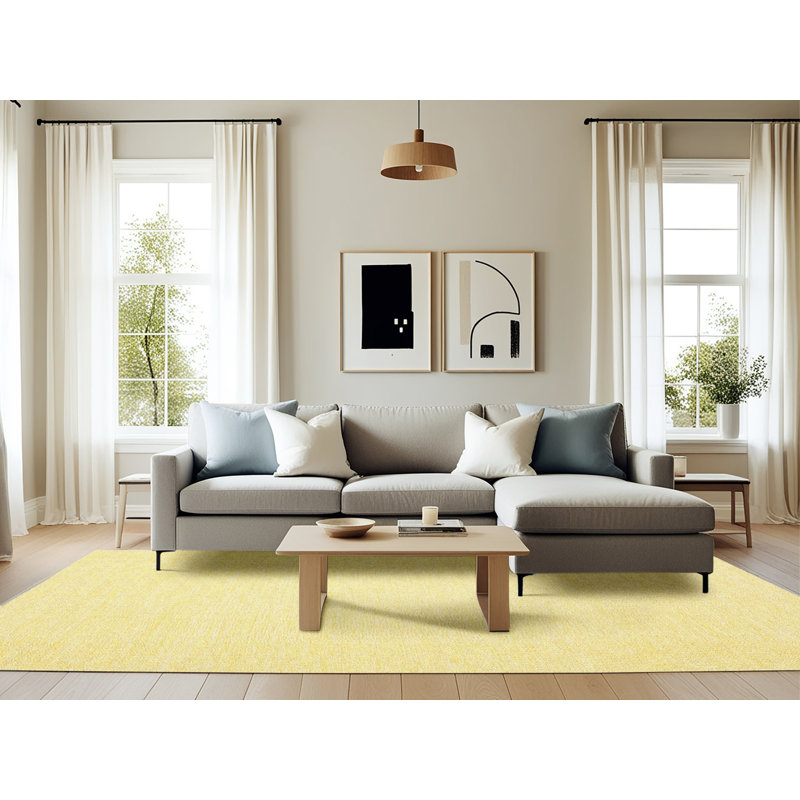 Tapis contemporain jaune, Rectangle 6 pi x 9 pi