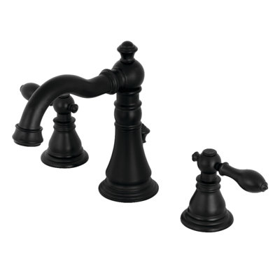 Kingston Brass American Classic Two-Handle 3-Hole Deck Mount Widespread Bathroom Faucet with Brass Pop-Up Drain