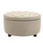 Claria Tufted Round Solid Colour Ottoman with Storage-255433720