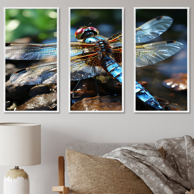 «Blue Fluttering Dragonfly I», art mural libellule