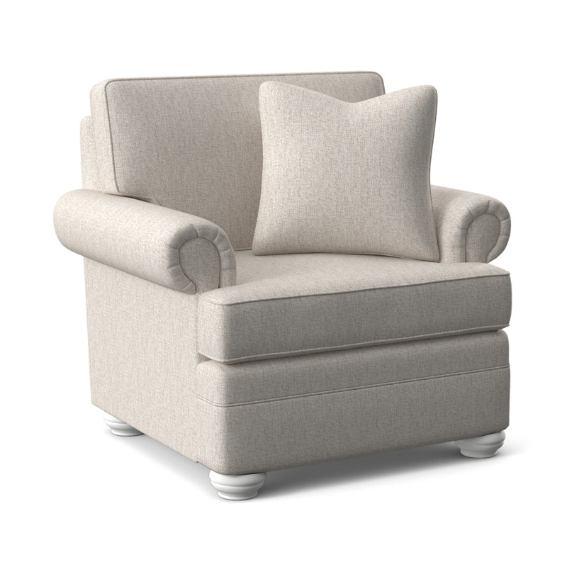 Fauteuil de 38 po de large Bradbury, Brown Geometric, 0456-33, Finition blanc givré