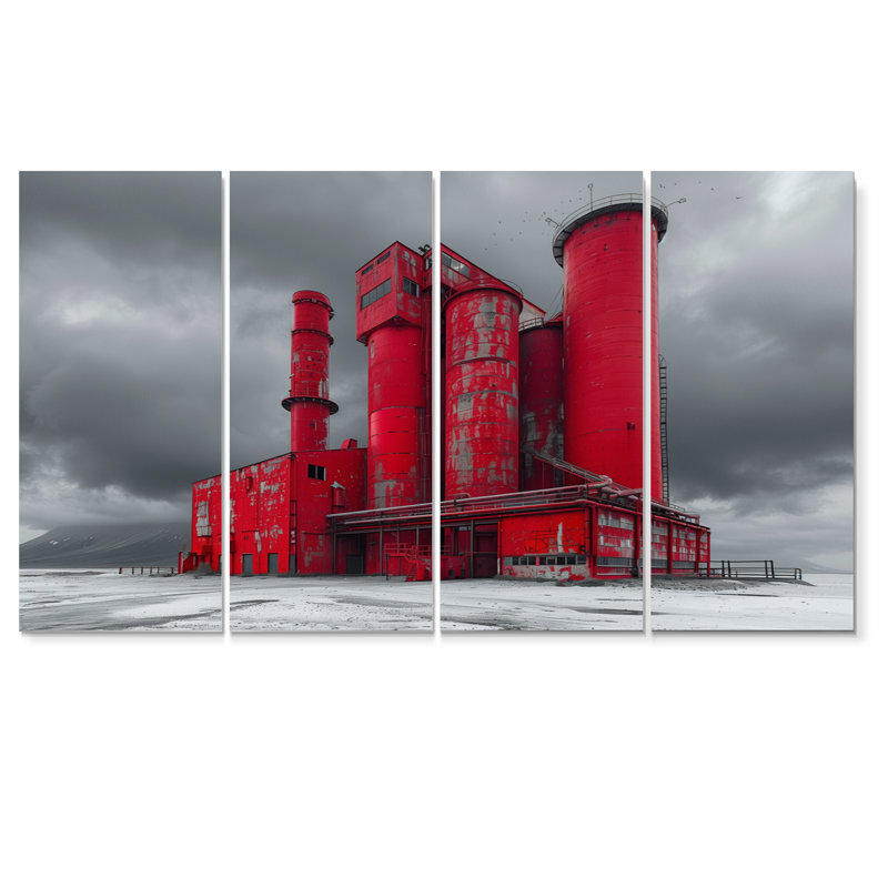 Ensemble de salon mural rouge et gris, H 28 po x l 48 po