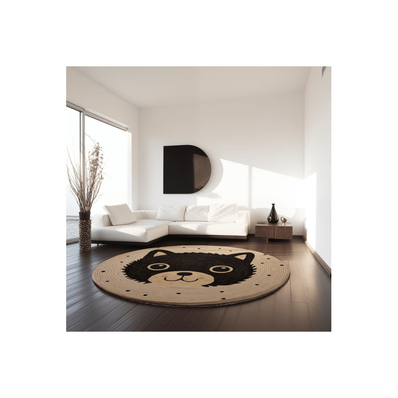 Tapis lavable à motif oursons lavables de la collection Waso, Sous-tapis rond 3 pi 3 po inclus