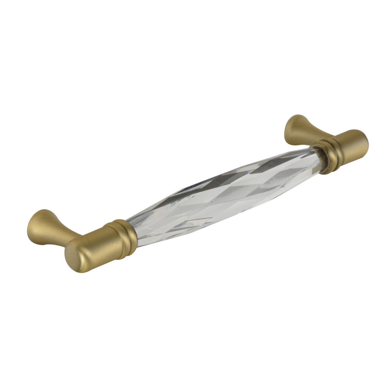 Poignée barre Brilliance, Transparent / laiton satiné, 3.75"