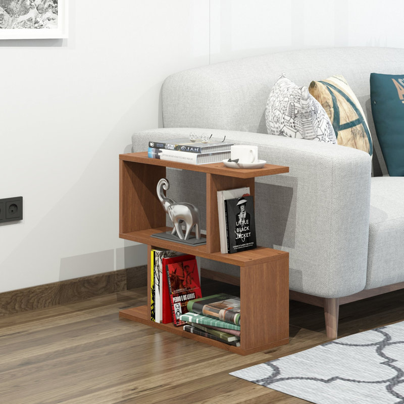 Modern Walnut Side Table, 23.6 x 21.7 x 7.9 inches | 100% Melamine Coated Particle Board, Thickness: 0.7 inches | Stylish & Functional for Living Room or Bedroom, Perfect for Small Spaces & Contemporary Decor
