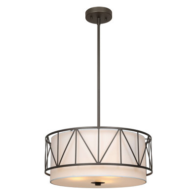 Lustre tambour moderne à 3 lumières de 18 pouces avec cage en métal bronze foncé pour la cuisine et la salle à manger