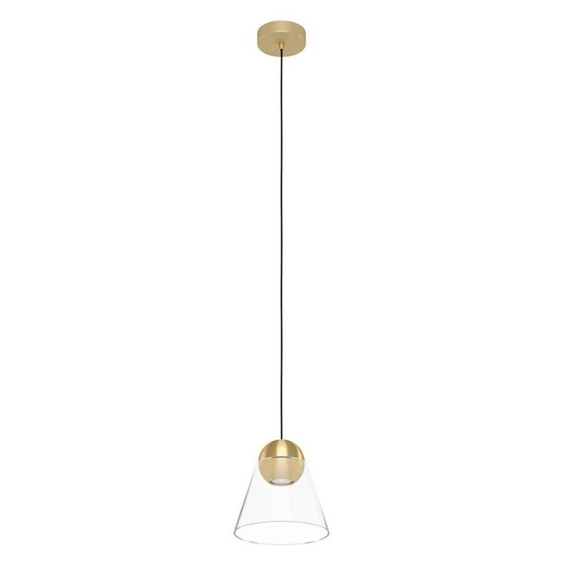 Mini-luminaire suspendu 1 lumière Jeffery, Laiton brossé