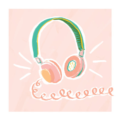 Blush Headphones 2 - Wrapped Canvas Painting