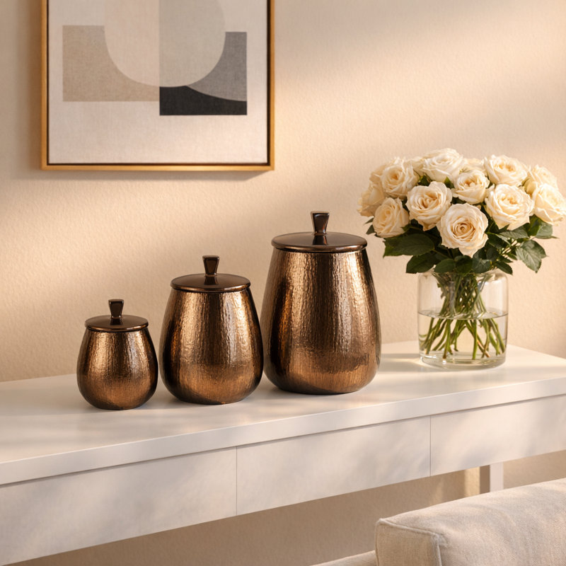 Ensemble de 3 pots en bronze Tiziano