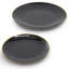  150 Piece Disposable Plastic Dinnerware Party Set for 25 Guests in Black with Gold Trim
