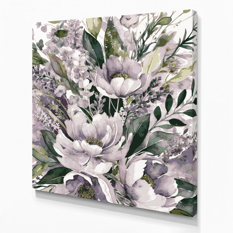 «Watercolor Floral», art mural sur toile beige 17, H 16 po x l 16 po