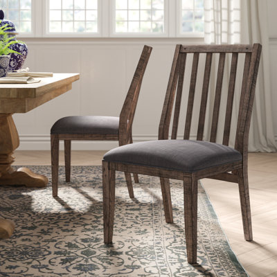 Elez Linen Upholstered Slat Back Side Chair in Brown/Gray by Alcott Hill