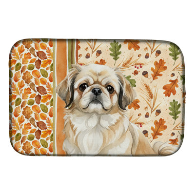 Fawn Pekingese Heirloom Fall Dish Drying Mat
