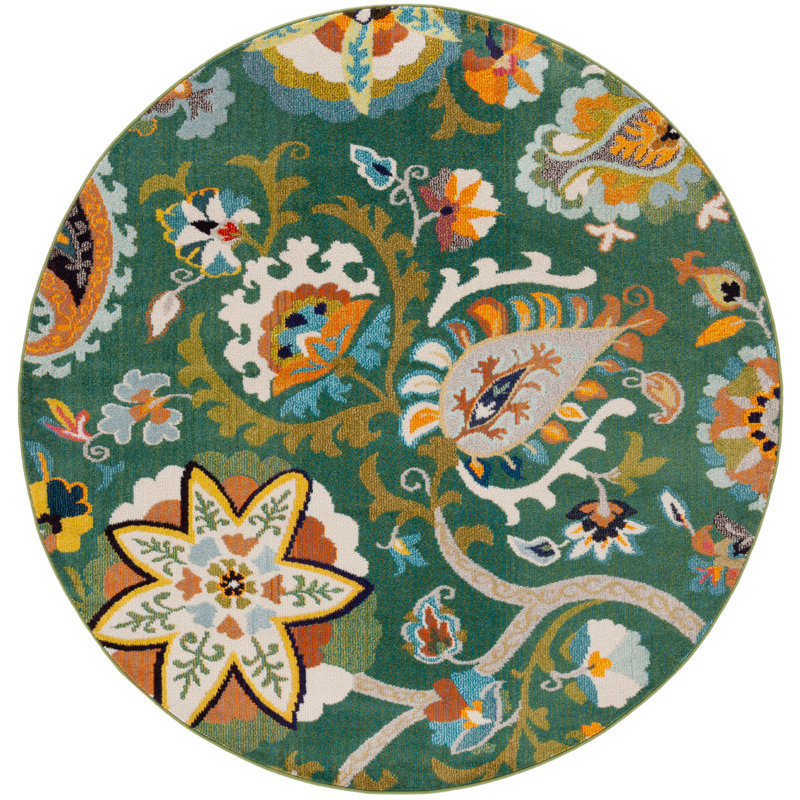 Monaco Performance Paisley Rug, Round 6'7"
